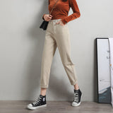 Rfzk Cotton White Jeans for Women High Waist Mom Jeans Spring 2020 New Plus Size Women Jeans Denim Pants beige