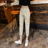 Woman Brown Jeans High Waist Plus Size Skinny Casual Denim Jeans For Women 2020 Spring Summer Harem Pants Pink Beige Brown Black